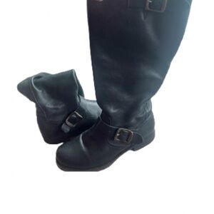 Frye Black Leather Harness Boots